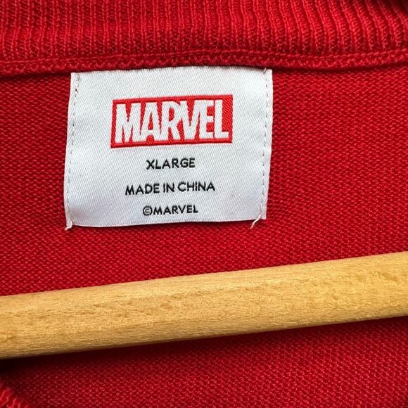 Marvel Deadpool Christmas Ugly Sweater Unisex XL Red Black Knit - Picture 2 of 7